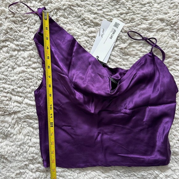 NWT Zara Purple Crop Top With Cowl Type Neck & Adjustable Straps Womens Sz Small - Picture 4 of 6